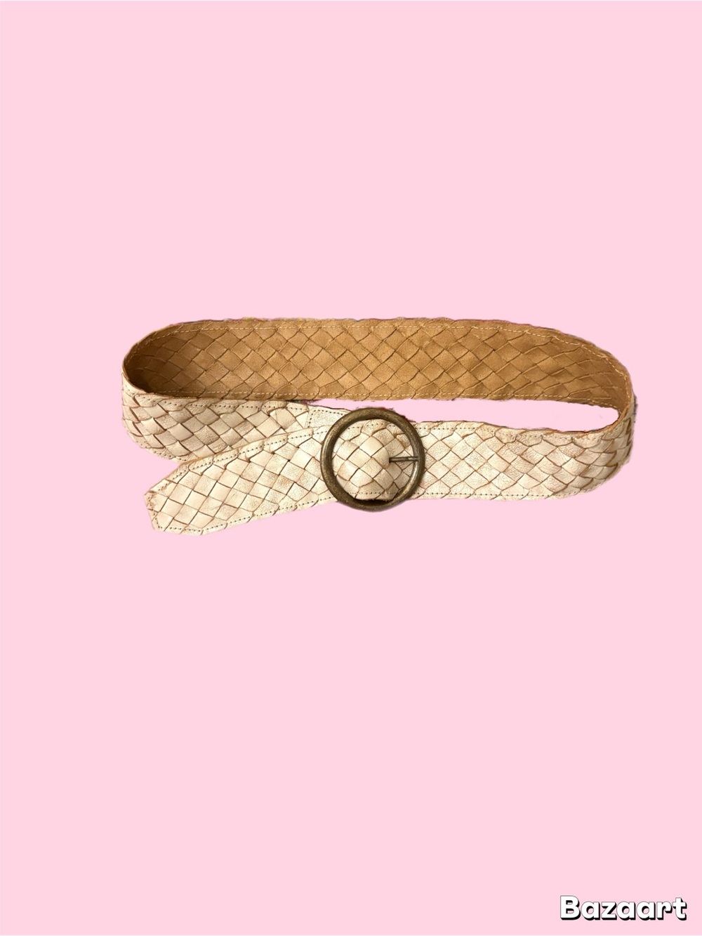 Bed Stu Woven Beige Leather Bellt